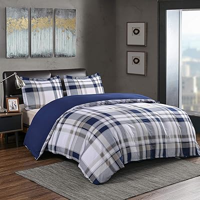 Buy Softan Bedding Duvet Cover Set With Zipper Closure Corner Ties Soft And Breathable Washed Microfiber Grid Comforter Cover For All Seasons 3pcs Blue Plaid King Size Online In Turkey B08bjxl9xy