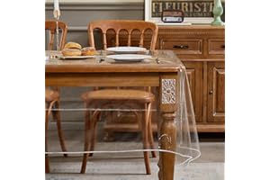 Fantastshop Clear Plastic Tablecloth Rectangle Vinyl Transparent PVC Table Cloth 100% Waterproof Oil-Proof Stain Resistant Wi
