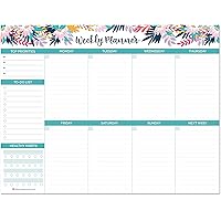bloom daily planners Horizontal Weekly Tear-Off To Do List Planning Pad - Undated Notepad Organizer & Healthy Habit Tracker -