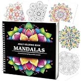DOODJOY Mandala Coloring Book for Adults Spiral Bound 120GSM Thick Paper | 40 Unique Non-Repeating Designs; No Bleed Through; Stress Relief; Easy Coloring; Ideal Gift for Relaxation & Home Decor