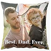 Easycosy Custom Pillow with Picture & Text, Two-Sides Velvet Customized Photo Pillowcase, 12"x12" Personalized Pillow Cover w