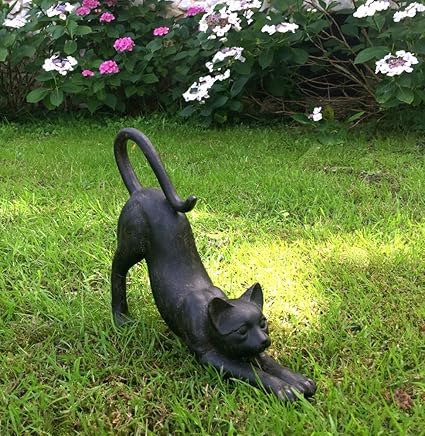 Antikas Figurine De Chat Qui S Etire Decoration De Bord De Fenetre De Jardin Amazon Fr Cuisine Maison