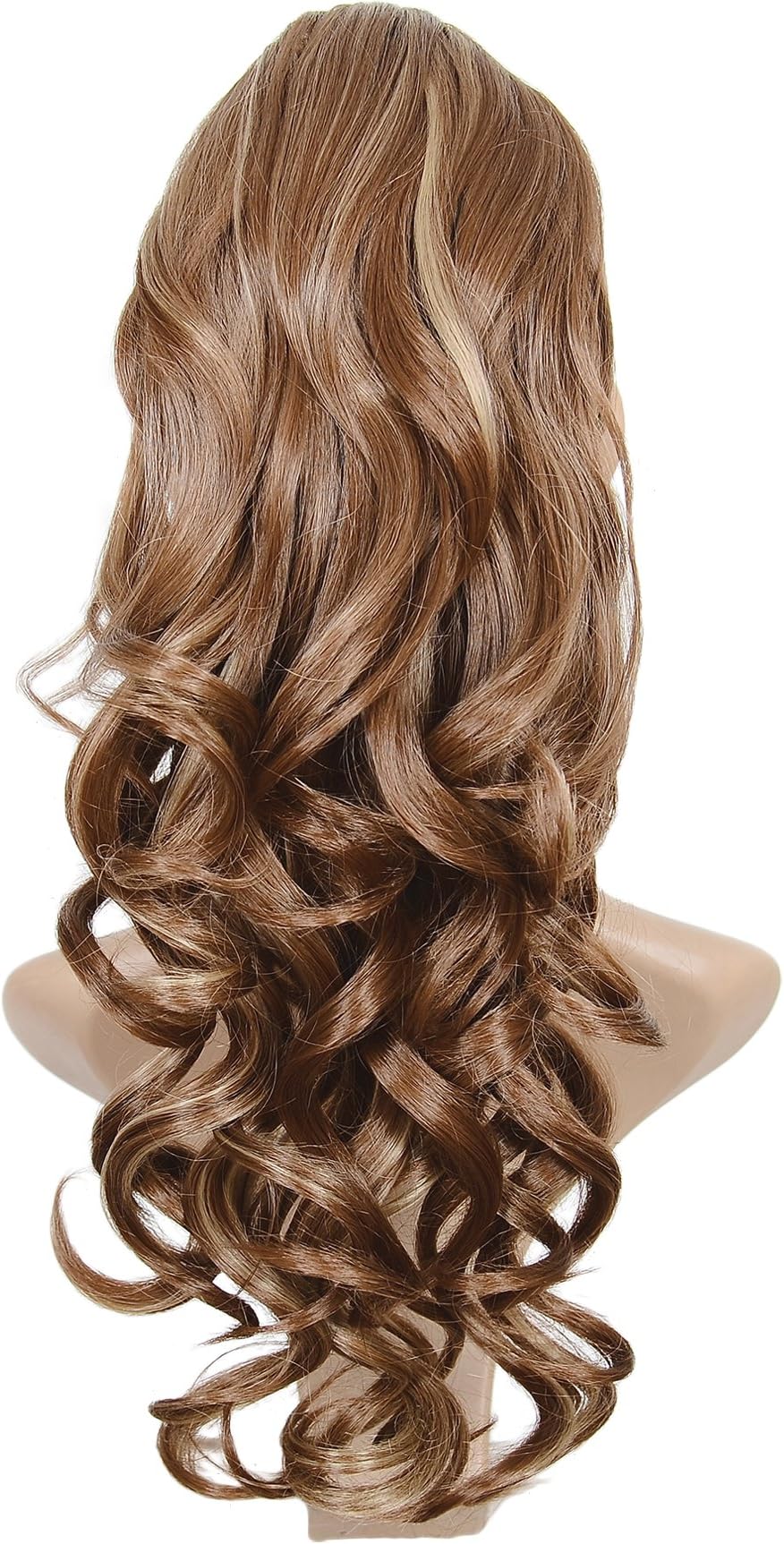 Deifor Hand Curly 16" Medium Length Drawstring Clip in/on Ponytail Synthetic Hair extensions(12H24 Brown Mix Blonde)