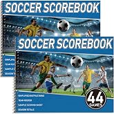 AmazingSpark 2 Pcs Soccer Scorebook 88 Games Score Record 11x8.5 Inches | Stats Tracker for Coaches Scorekeepers, Team Roster Season Totals, Spiral Bound Score Book, Game Tracking Supplies