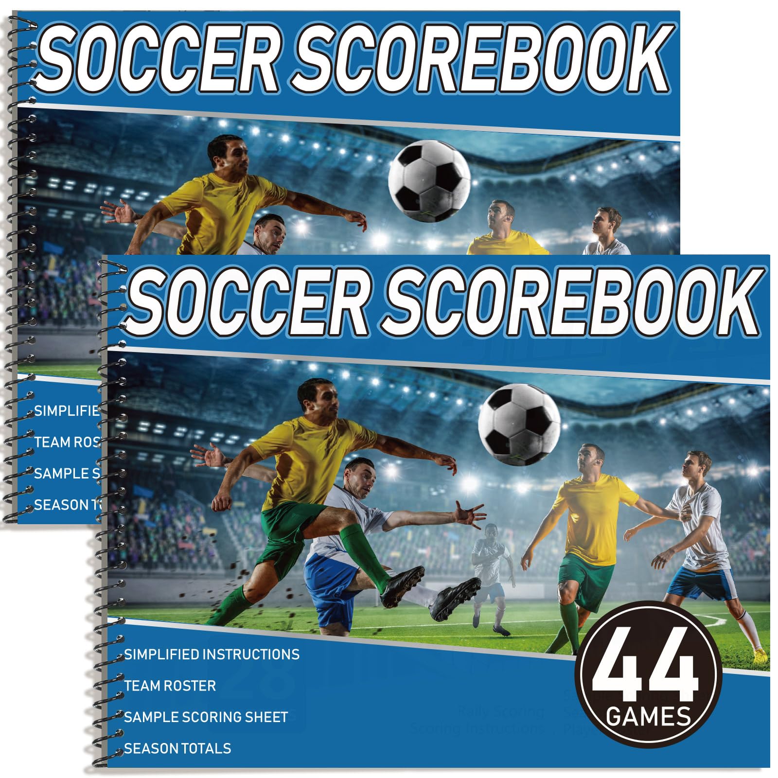 Photo 1 of AmazingSpark 2 Pcs Soccer Scorebook, 88 Games Soccer Score Record Book 11 x 8.5 Inches Stats Tracker Sheets for Coaches Players Scorekeepers Game Season Supplies