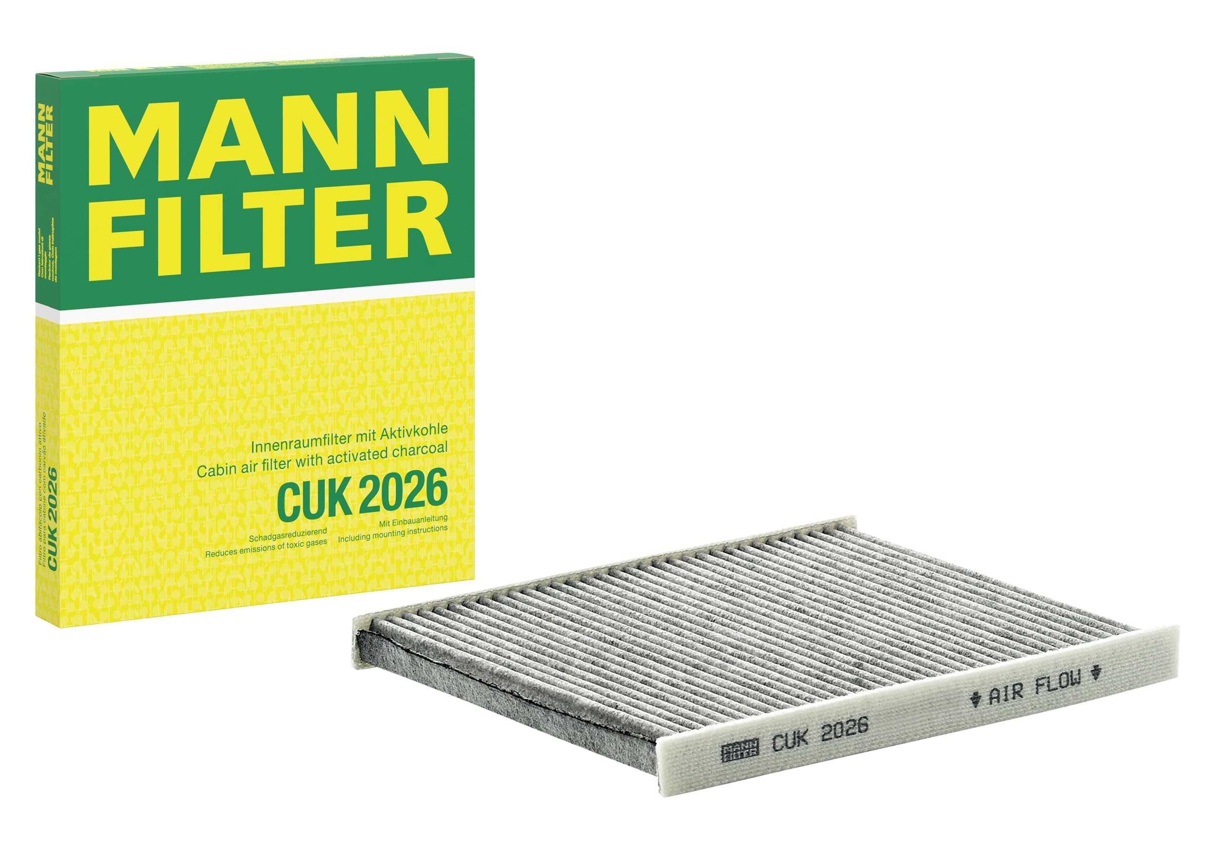 MANN-FILTER CUK 2026 Cabin Air Filter - Pollen Filter with Activated Carbon - for Cars + Transporters