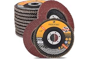 PEGATEC 40 Grit Flap Discs 4 1/2 inch Flap Wheel Type 29 Flap Sanding Disc with 7/8 Arbor Aluminum Oxide Abrasives for Grinding, Blending, Sanding and Finishing - 10 Packs