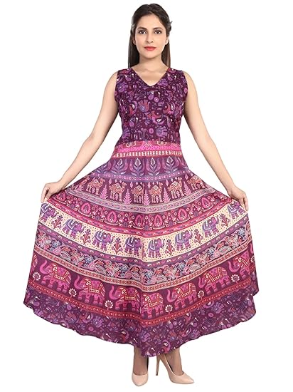 Women's A-Line Maxi Dress (JSL117_Blue_Free Size)