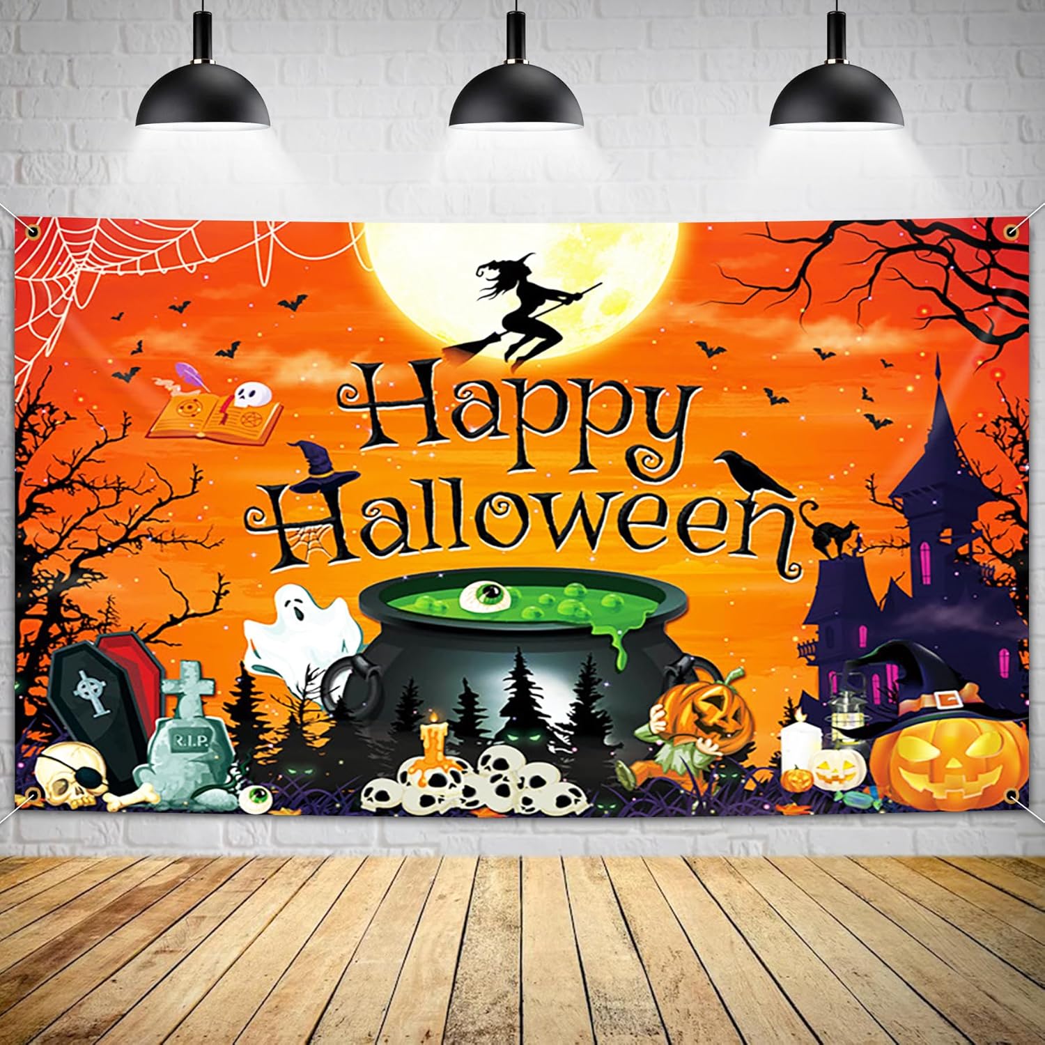 Tapestries - Halloween Backdrop Happy Halloween Tapestry Wall Hanging Decor, 71x43 Inch | Halloween Party Decorations Background Wall Hanging Indoor Decor for Bedroom