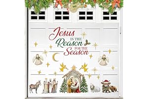 WOOSYTOO 30 Pcs Christmas Garage Door Decoration Magnets Vintage Nativity Scene Garage Magnets Decor Christmas Religious Manger Garage Magnets Stickers Holiday Christmas Party Supplies DIY Decor for Garage Car
