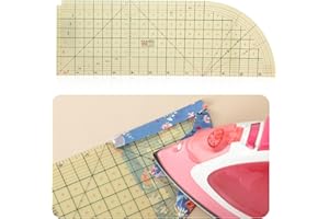 MYLBETER Curved Hot Ruler for Sewing, 12X4 Inch Hot Hem Ruler for Sewing Seam Guide Ruler Sewing Ruler and Guides for Fabric Hemming Tools Press with Dry or Steam