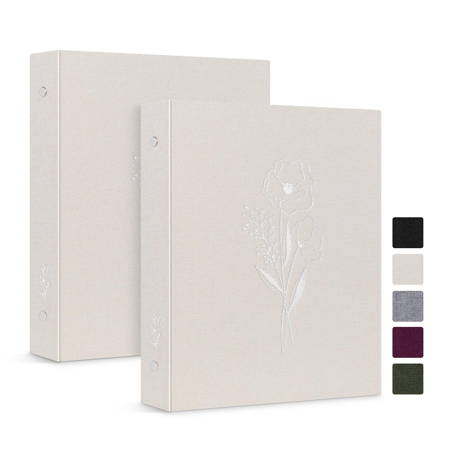 Lanpn Aesthetic A5 6 Small Ring Binder 2 Packs, Linen Cover 0.75 inch Round Rings Can Holds A5 Paper for Home Office School Journaling Collections (Beige)