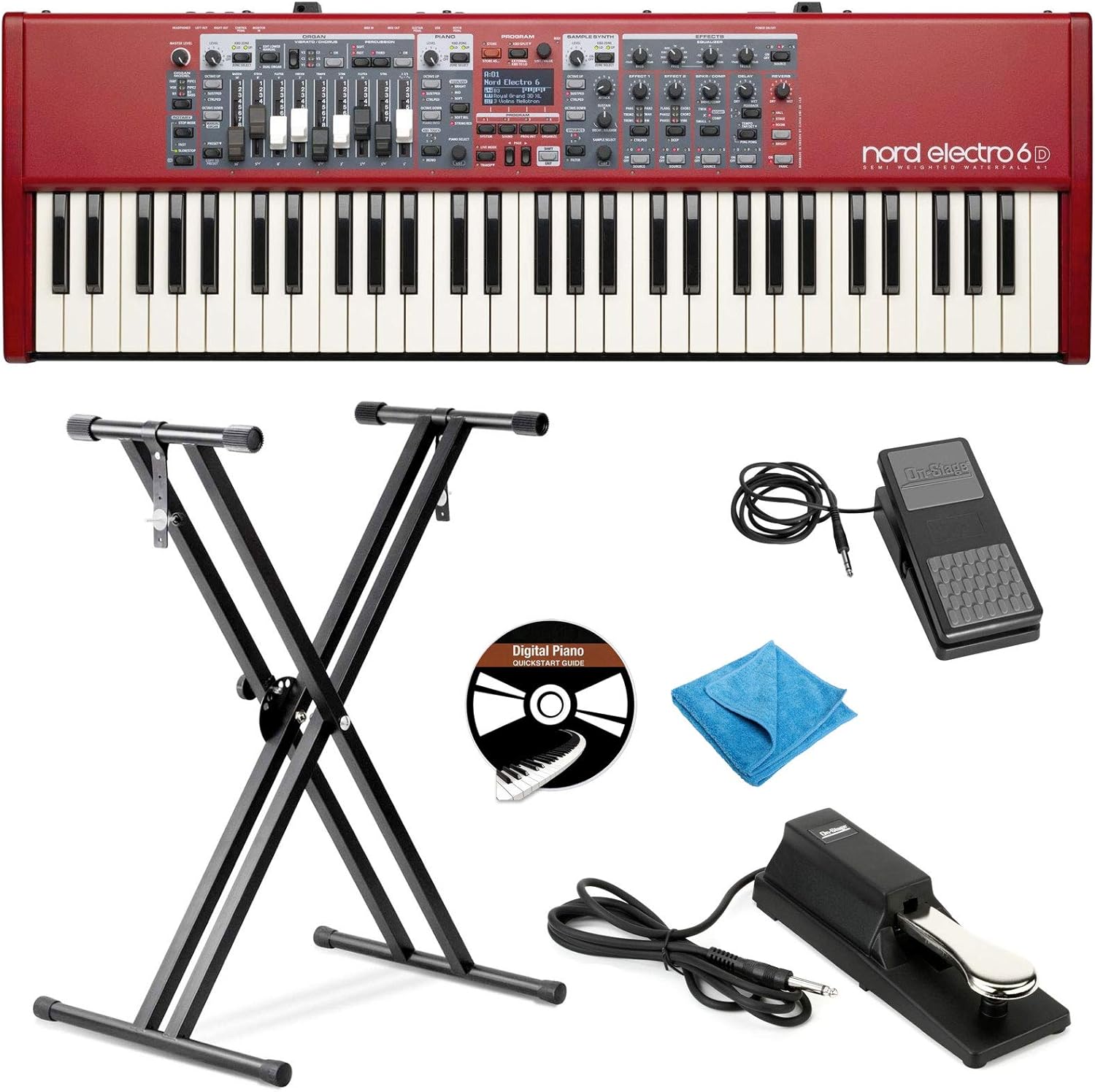 Nord Electro 6D 61Key Stage Piano Bundle with Adjustable Stand, Expression Pedal