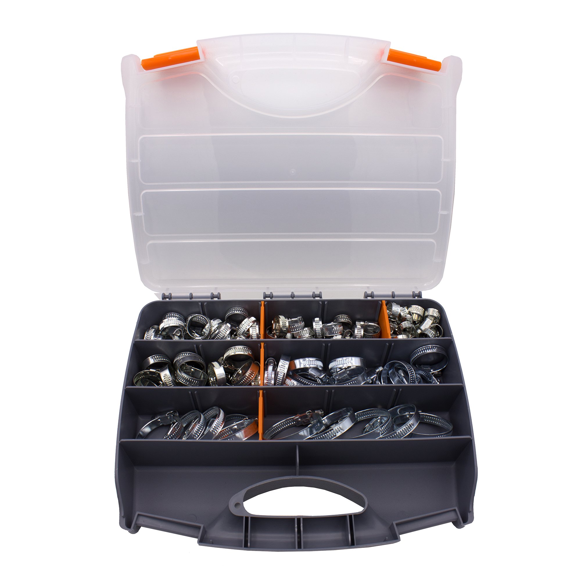 VARIOSAN Hose Clamps Set/Assortment 12524, 100 Pieces, Clamping Range 8-50 mm, Band Width 9 mm, W1