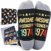 HAPPYPOP Birthday Gift Ideas - 1975 1984 Birthday Sock for Man Woman, Bday Gifts with Card