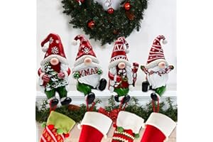 HEXAGRAM Stocking Holders for Mantle Set 4, Christmas Stocking Holder Stand, Gnome Christmas Decorations Stocking Holder, Weighted Non-Slip Stocking Hangers for Mantel