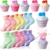 Geyoga 6 Pair Valentines Day Cupcake Fuzzy Socks for Women Cute Cozy Fluffy Winter Warm Slipper Socks
