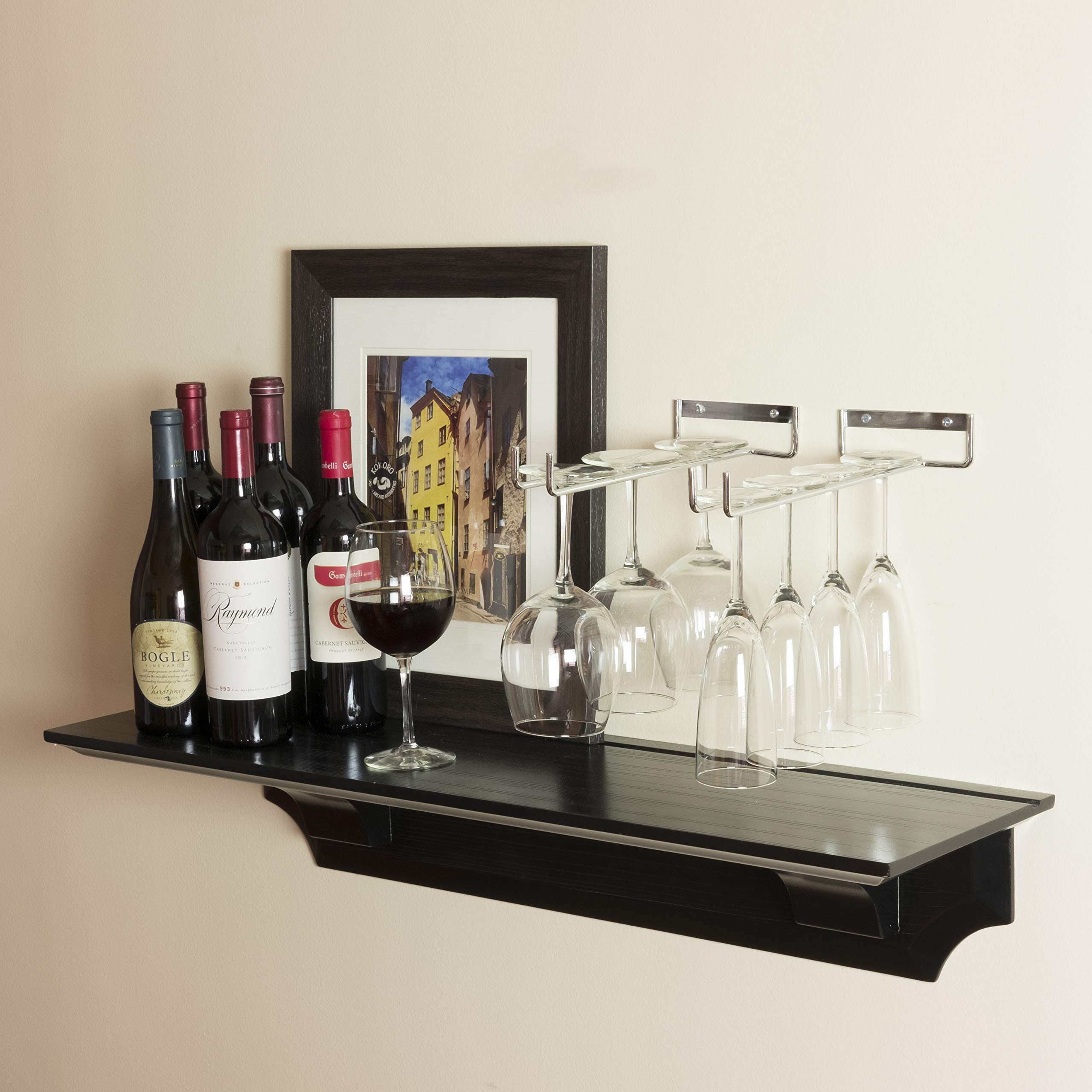 Wallniture Wall Mounted Stemware Wine Glass Rack Hanger Storage Chrome