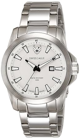 Swiss Eagle Analog White Dial Mens Watch-SE-9056-22