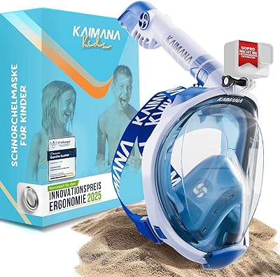 Die Preisgekrönte KAIMANA® Schnorchelmaske für Erwachsene & Kinder - absolut CO2 sicher - inkl. Tragetasche - Tauchermaske Erwachsene - Vollgesichtsmaske Tauchmaske