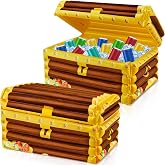 Cunhill 2 Pieces Inflatable Treasure Chest Cooler Blow up Drink Cooler | Blow up Drink Holder for Poolside Parties, Retro Theme Decor, Holds Beverages and Ice for Outdoor Beach Events