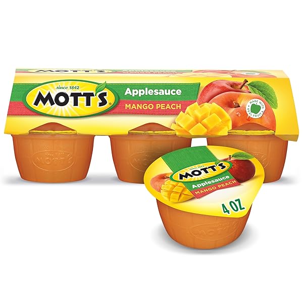 MOTT’S MANGO PEACH APPLESAUCE, 4 OZ CUPS, 6 COUNT