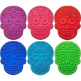 6 Pieces Halloween Cookie Stamps Sugar Skull Cookie Cutters Day of the Dead Cookie Cutters Skull Cookie Stamps Molds Sugar Skull Templates Cutters for Ice Cube Jelly Soap Chocolate and More