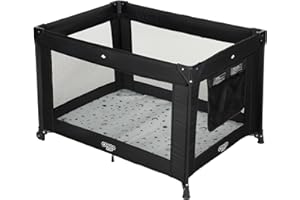 Cosco Kids Origins Playard, Baby Playpen, Portable Travel Playard with Compact Fold, Wheels & Built-in Storage – Twinkle Twin