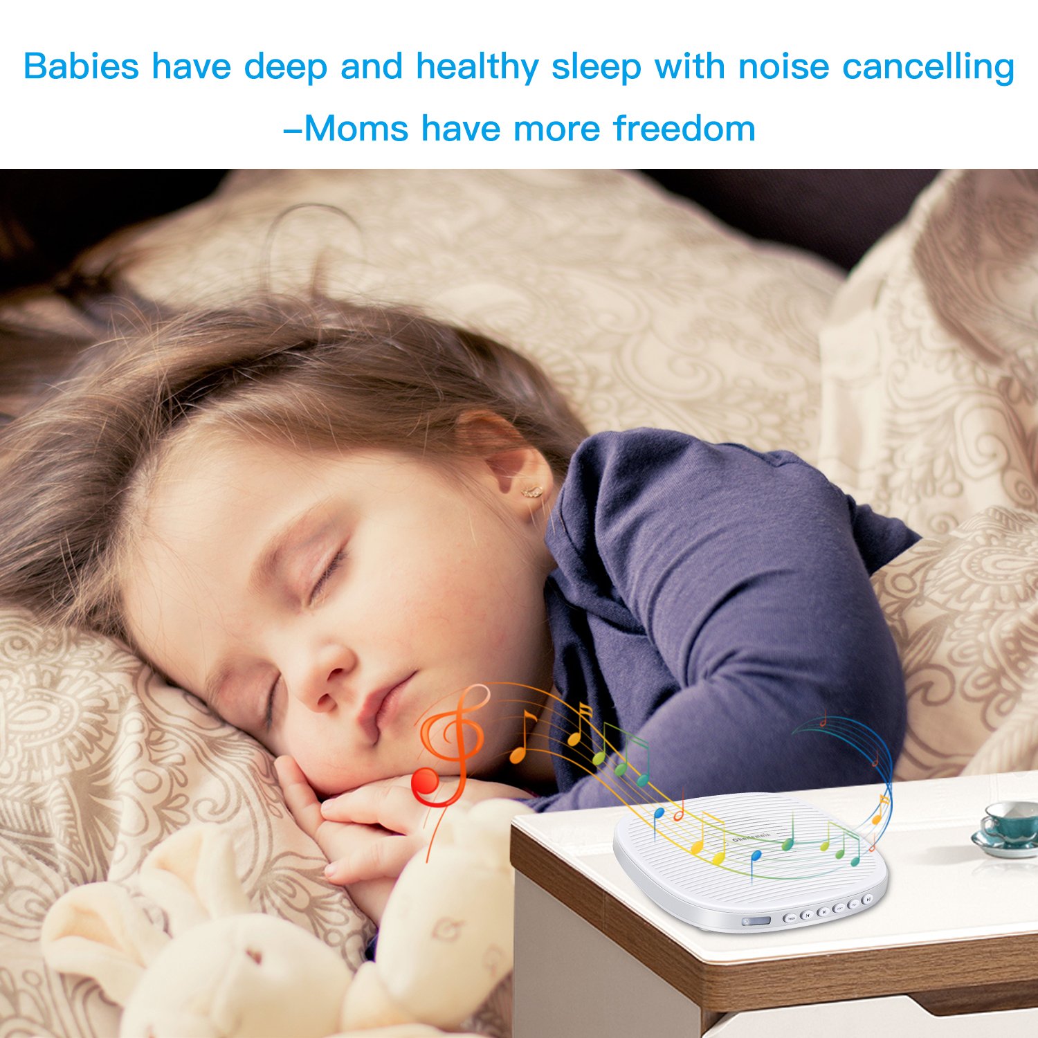 Appareil de Sommeil Thérapie Sonore à Bruit Blanc 20 Sonnerie Reposantes avec Fonction de Mémoire et Minuterie Réglable Anti Insomnie, Relaxation pour Bébé, Adulte (Blanc)