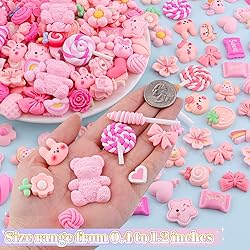 100Pcs Frosted Pink Slime Charms Assorted Cute
