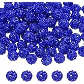 MECCANIXITY 100pcs 8mm Rhinestone Beads for Jewelry Making, Bling Disco Bead Sparkle Diamond Clay Bead for Necklace Bracelet Christmas, Dark Blue