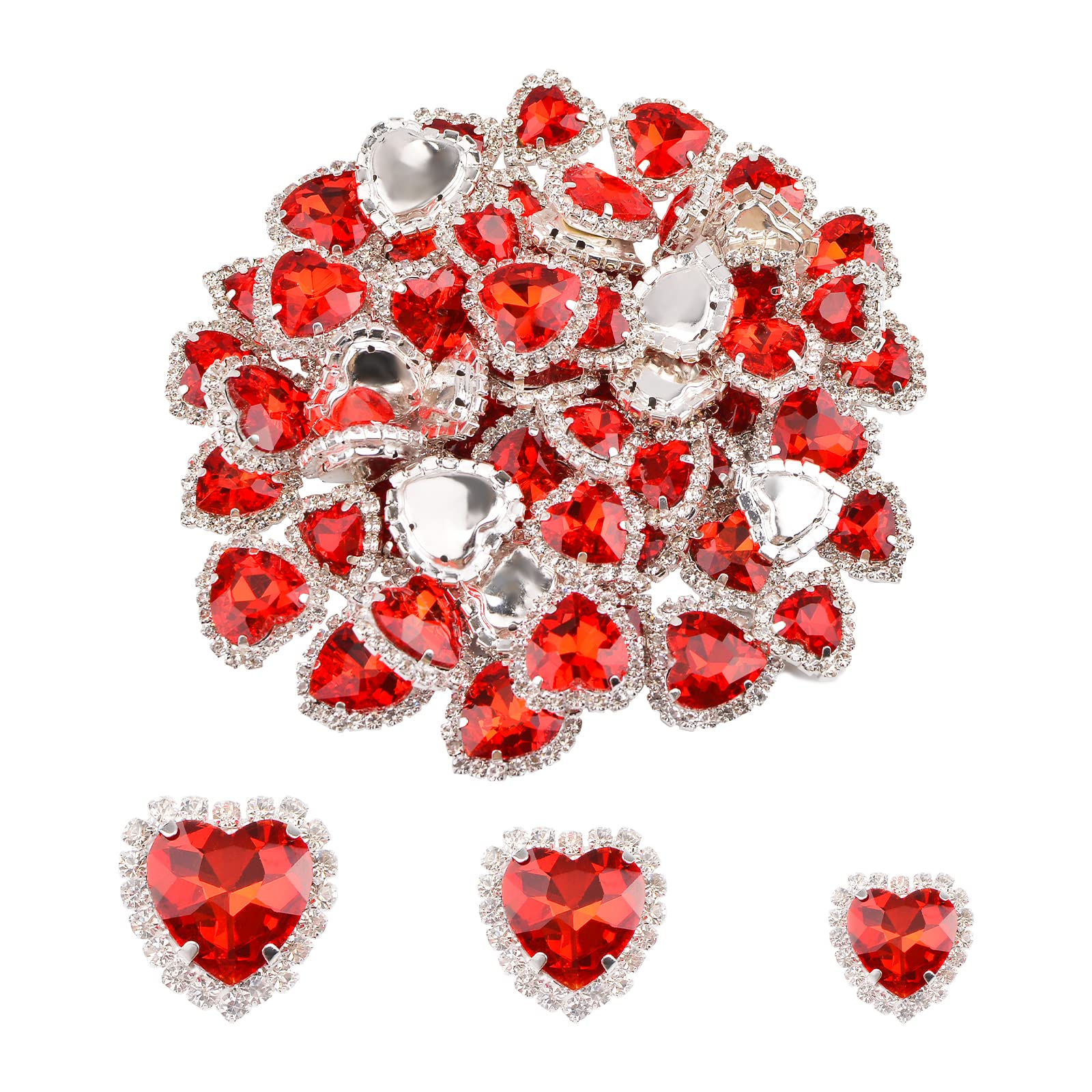 URROMA 30 Pieces Rhinestones Buttons Embellishments, Heart Rhinestones for Crafts Flat Back Pearl Crystal Rhinestone Buttons for Sewing DIY Clothing Wedding Party Home Decoration