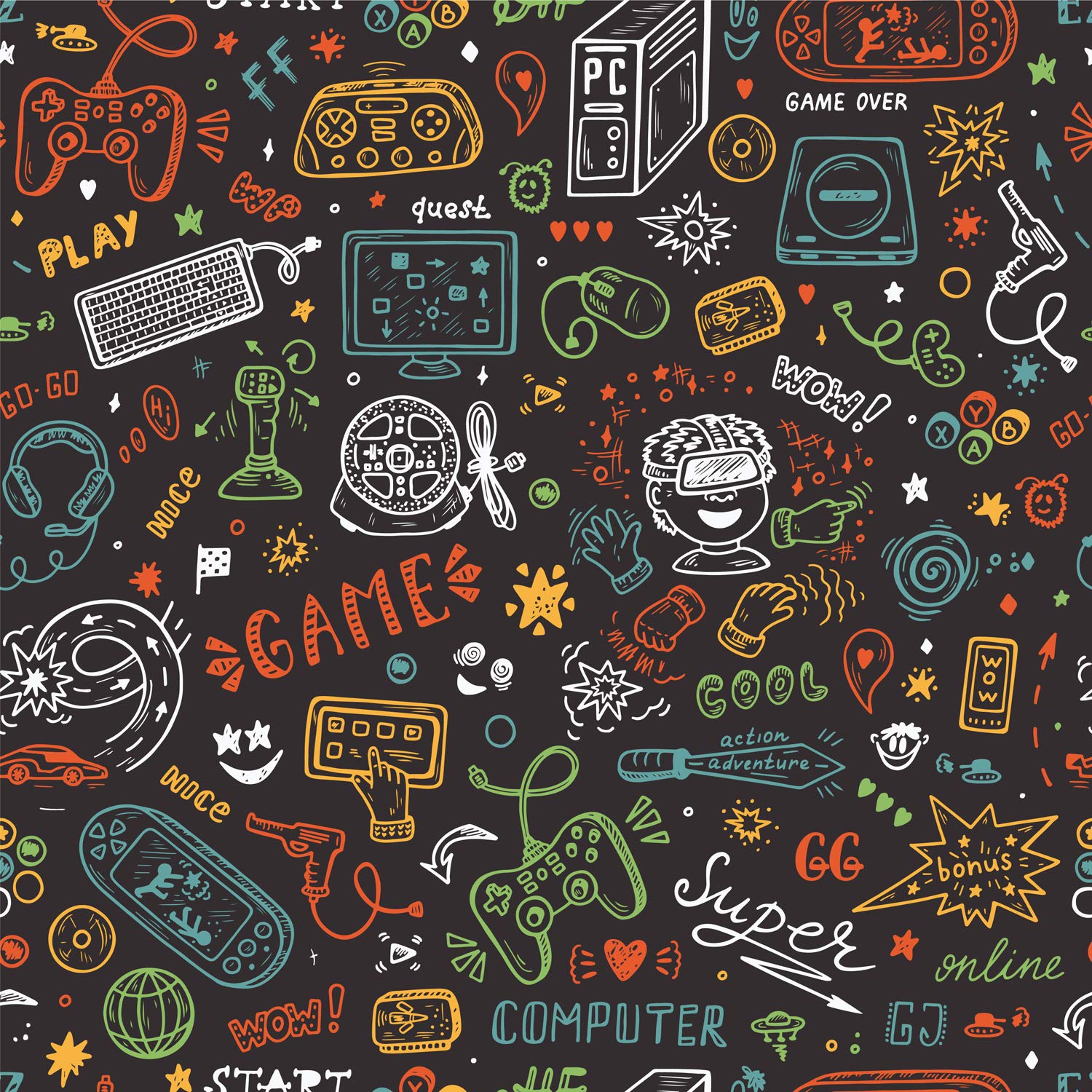 DWELLSINDIA Game Art Self Adhesive Peel and Stick PVC Wallpaper