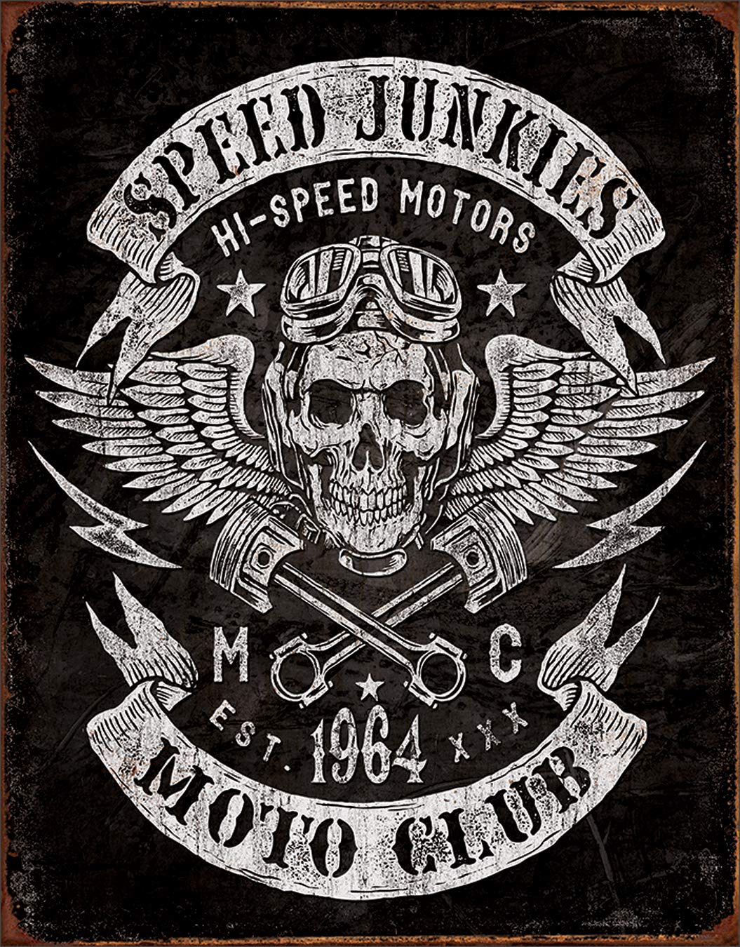 Speed Junkies Moto Club Tin Sign 32x41.5cm