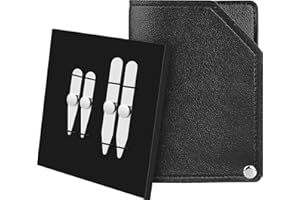 AOLVO Stainless Steel Collar Stiffeners with 4 Magnets, Magnetic Collar Stays Metal Shirt Collar Stiffeners for Men, 2 Sizes in a Gift Box(2PACK)