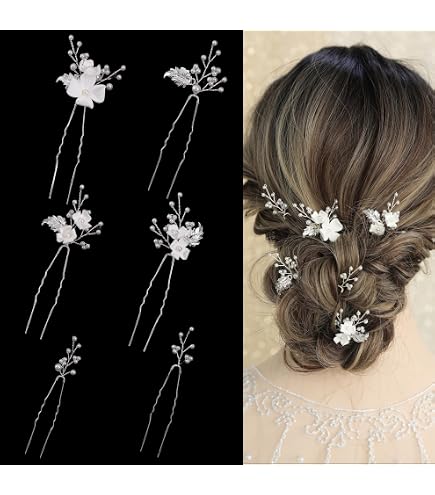 Amazon.com : Heread Crystal Bride Wedding Hair Pins Silver  display picture 1