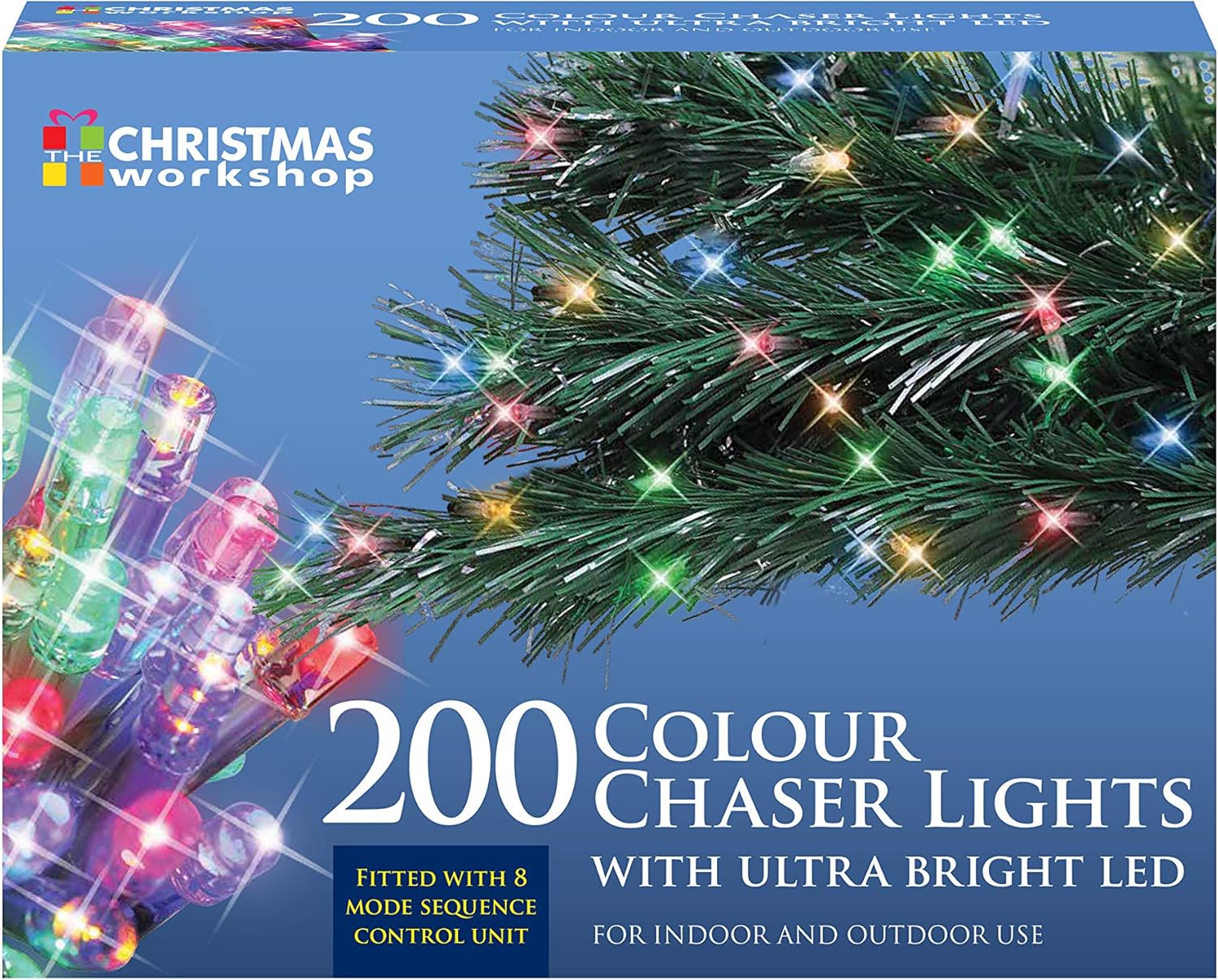 The Christmas Workshop 77490 200 Multi-Coloured LED Chaser Christmas Lights / Indoor or Outdoor Fairy Lights / 13.9 Metres / 8 Light Modes / Great for Christmas Weddings & Gardens B000WVCZ6E - Image 5
