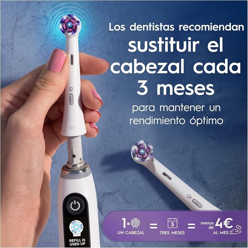 Oral-B Series iO Radiant White Original Replacement Heads, Pack de 8 Recargas Brancas para Escovas de Dentes Elétricas Oral-B iO, Branqueamento de Dentes, Remoção de Manchas