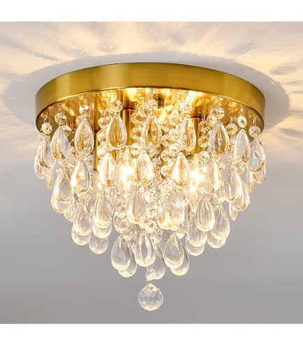 YMP&YZX Modern Chrome Ceiling Crystal Chandeliers,3-Light 11.8