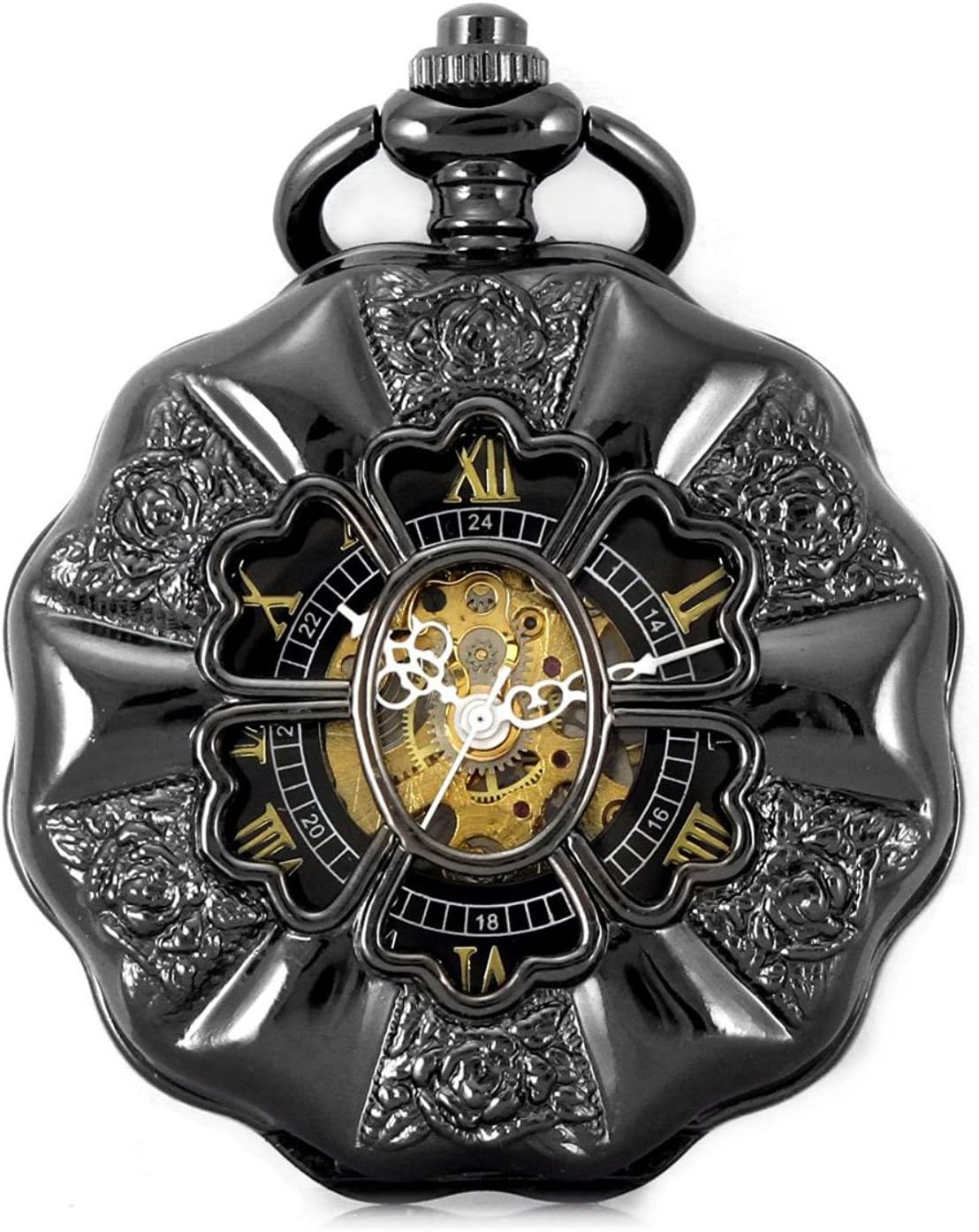 Vintage Steampunk Skeleton Mechanical Pocket Watch with Chain for Men Woman Gifts