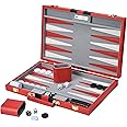 Get The Games Out Top Backgammon Set - Small Travel Size Classic Board Game Case - Best Strategy & Tip Guide (Red, Small)