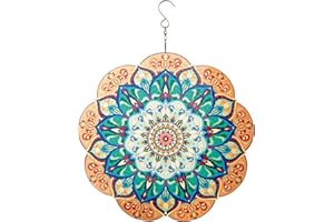 CLYB Mandara Wind Spinner Sculpture Clearance for Outdoor,12 inch Hanging Mandara Wind Sculpture,3D Stainless Steel Mandara Wind Spinners Art Ornaments for Indoor Outdoor Garden Yard Balcony Decor