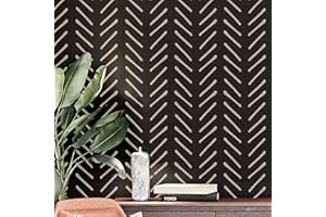 PINKIPO®, Hand-Drawn Herringbone, (16"x40") XL Stencil, Large Wall Stencil, Modern Geometric Wall Stencils for Painting, Stencils for Walls, Chevron Wall Stencil