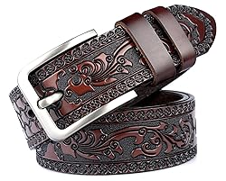 XuoAz Western Genuine Leather Cowboy Belt Floral