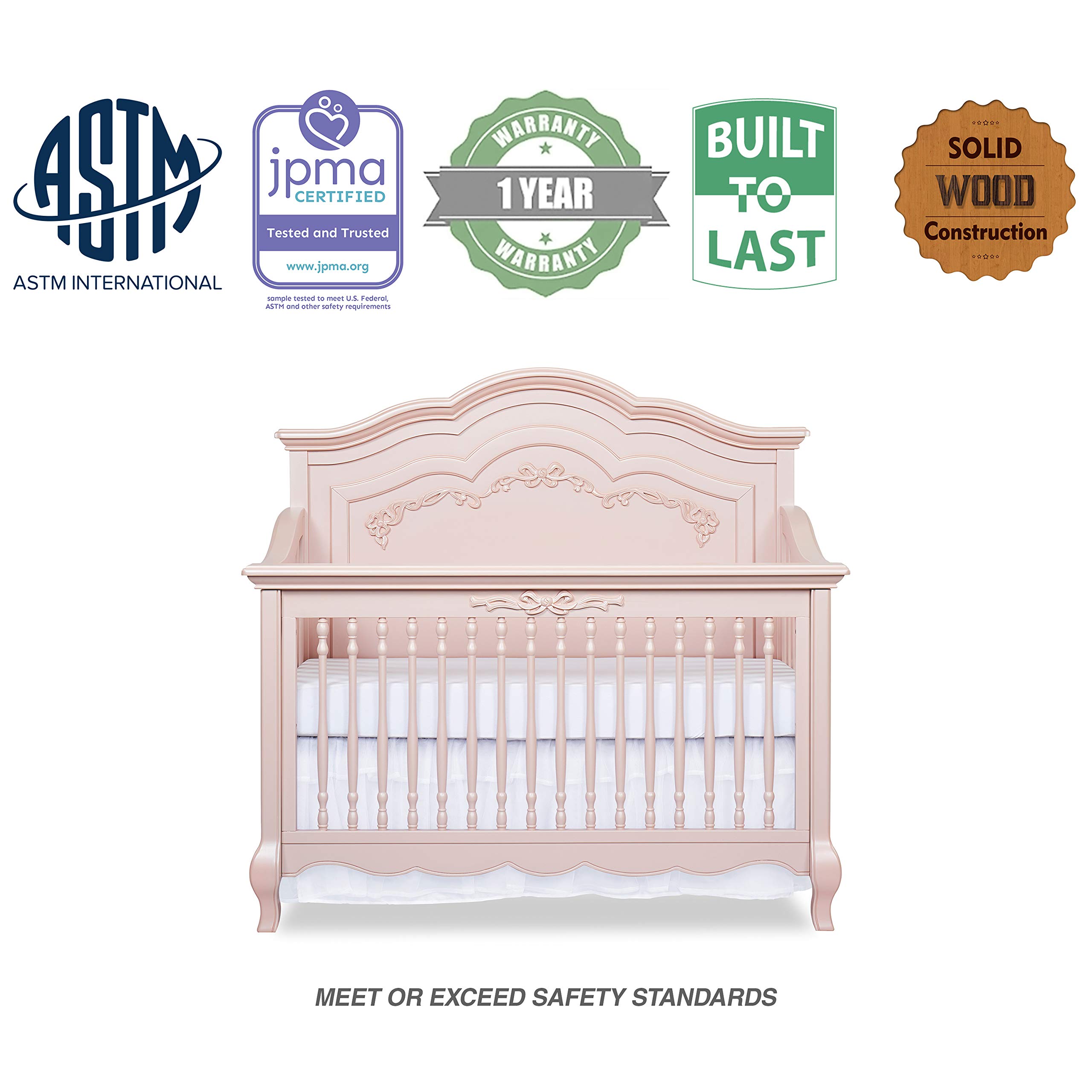 evolur aurora crib blush pink