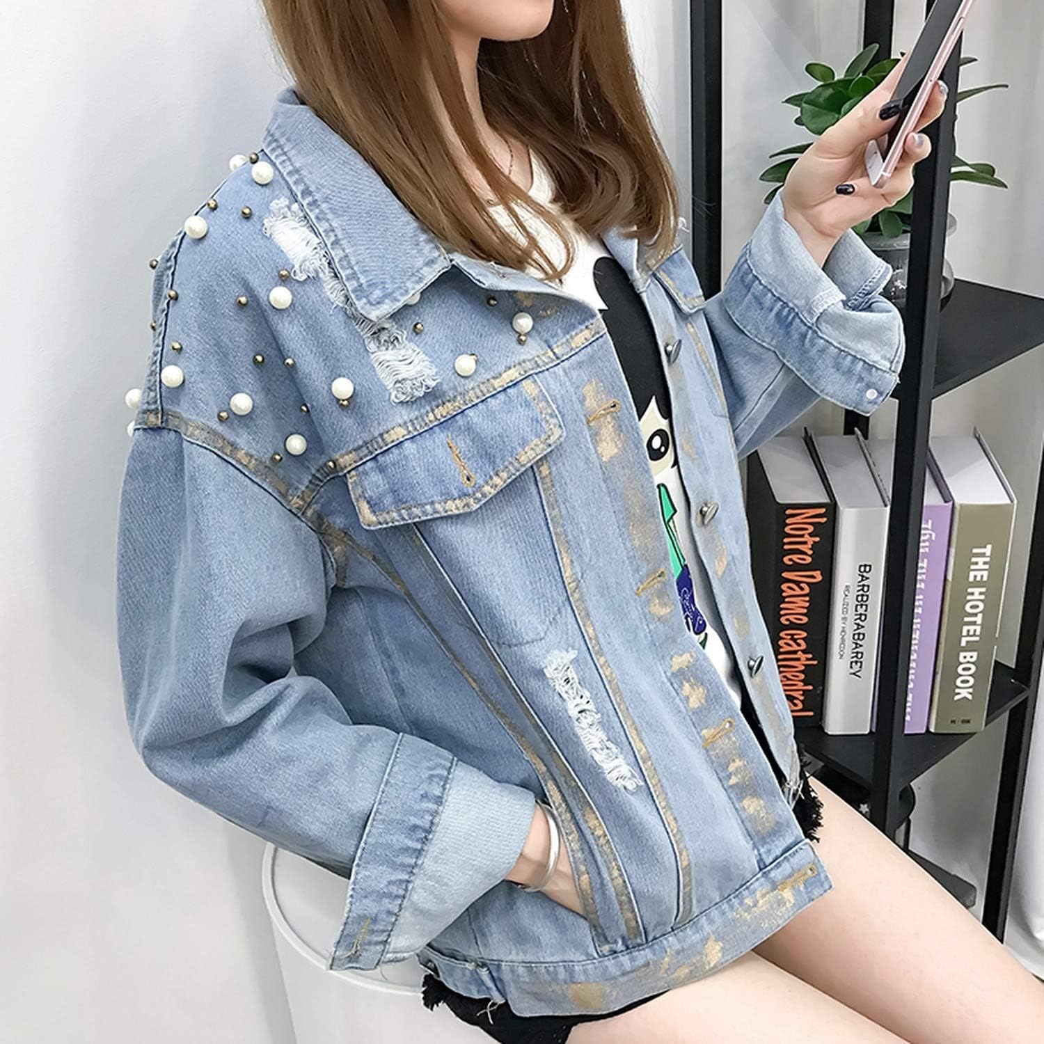 pearl studded jean jacket