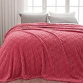 NEWCOSPLAY Super Soft King Blanket Coral Pink Love Premium Silky Flannel Fleece 3D Heart Checkered Lightweight Bed Blanket All Season Use (Coral Pink Love, King(90"x110"))