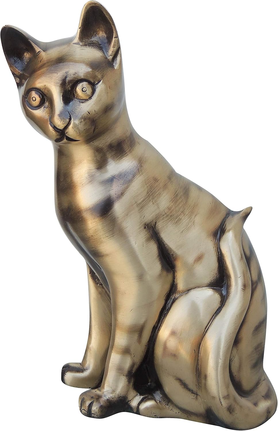 Buy Brass Showpiece Cat Big Statue with Brass Antique Finish Online at