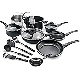 GreenLife Soft Grip Healthy Ceramic Nonstick, Cookware Pots and Pans Set, 16 Piece, Black