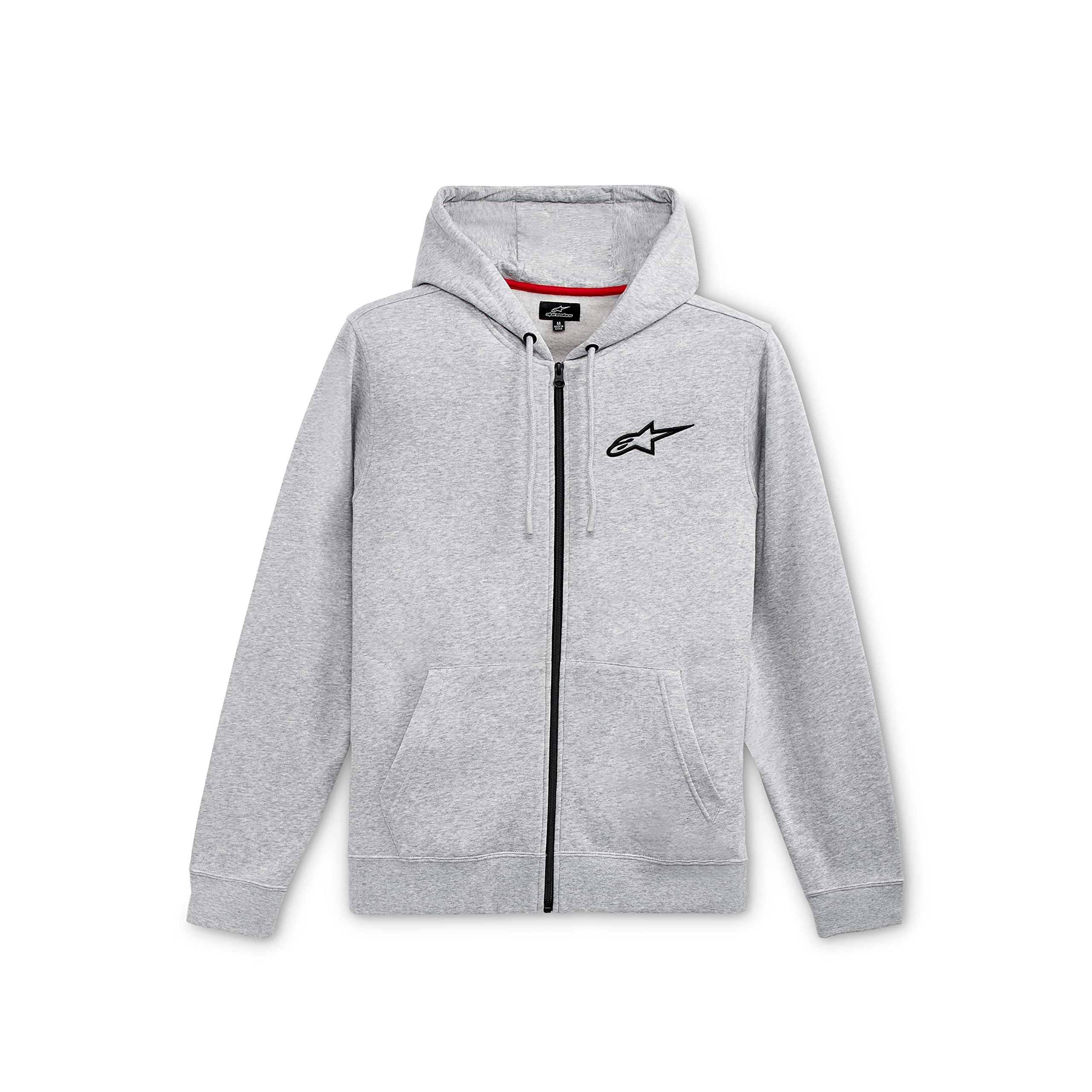 Alpinestars, Ageless Chest Hoodie, Sweatshirt with Zip and Hood, Grey Heather/Black, S, Man